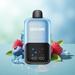 GEEK BAR 2GO 50000 užtraukimų Mėlynųjų aviečių ir aviečių ledas didelis ekranas dviem bakais 20ml koreg