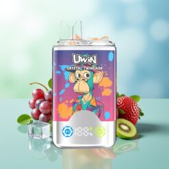 UWIN Crystal Twins 40000 Pūsų Paspirėjimo garinimo įrenginys braškė-kiwi-vynuogės ledas su 32ml skysčio Type-C