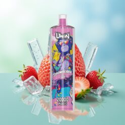 UWIN Shisha Hookah Crystal 20000 Puffs Braškės Ledas 0% Nikotino 22ml Talpa 650 mAh Baterija Type-C Įkrovimas Mesh Apvija DTL